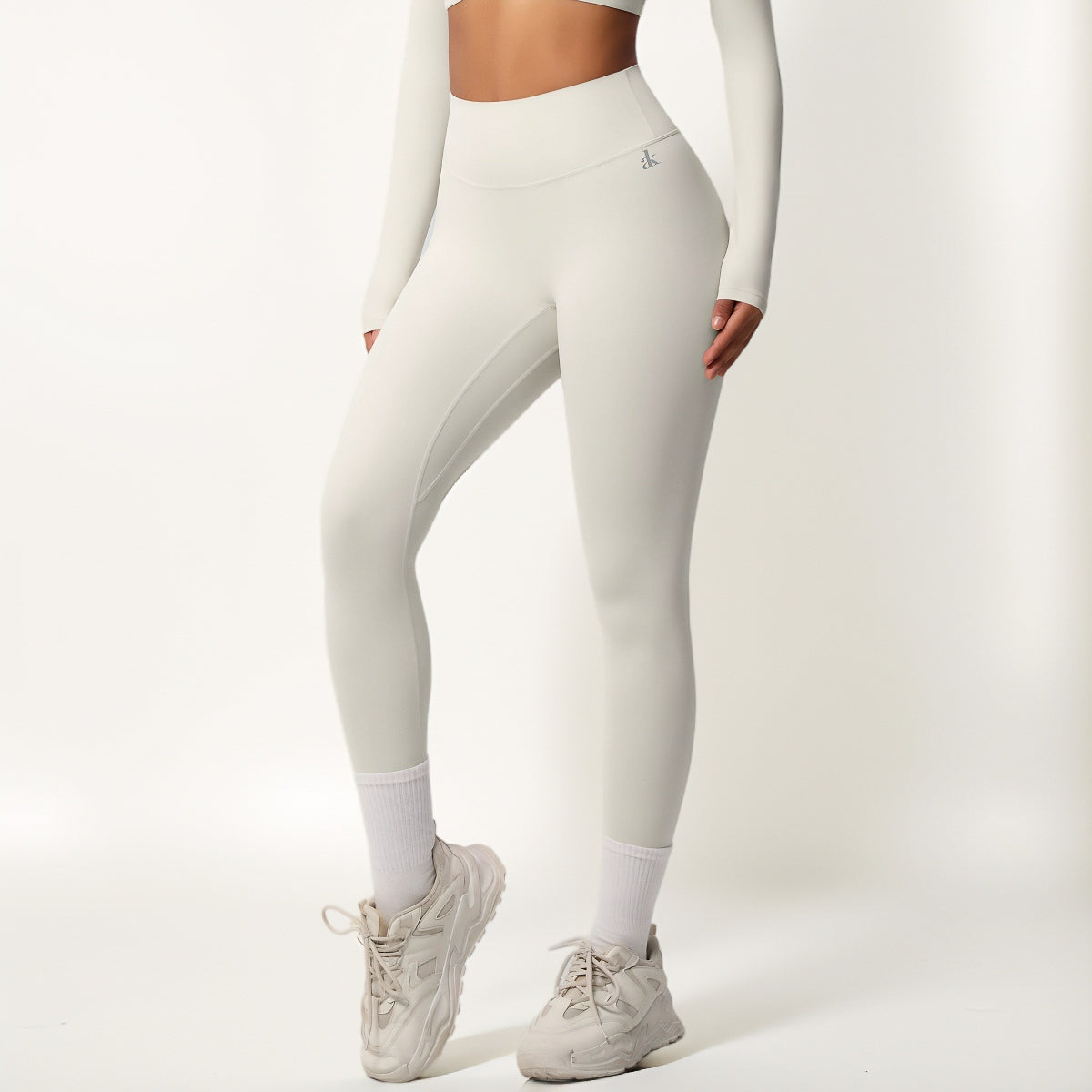 Anna-Kaci Women's High Waist Seamless Full-Length Leggings with Compression Fit Stretch Fabric and Minimal Logo Detail