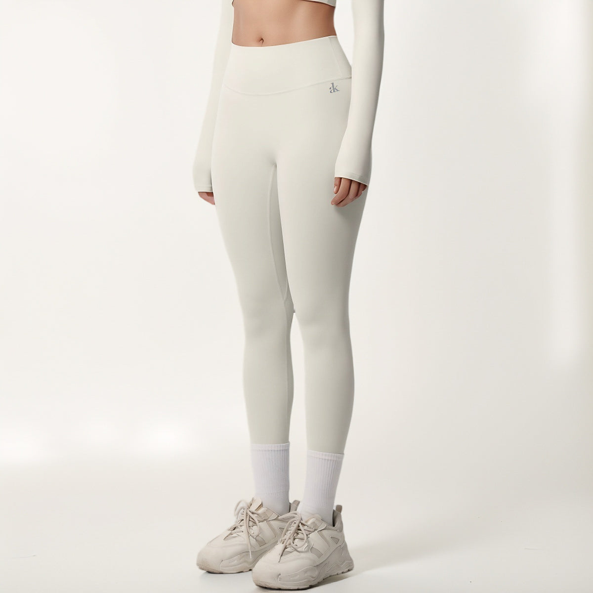 Anna-Kaci Women's High Waist Seamless Full-Length Leggings with Compression Fit Stretch Fabric and Minimal Logo Detail