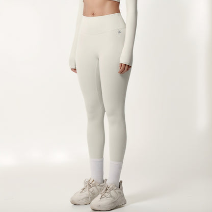 Anna-Kaci Women's High Waist Seamless Full-Length Leggings with Compression Fit Stretch Fabric and Minimal Logo Detail