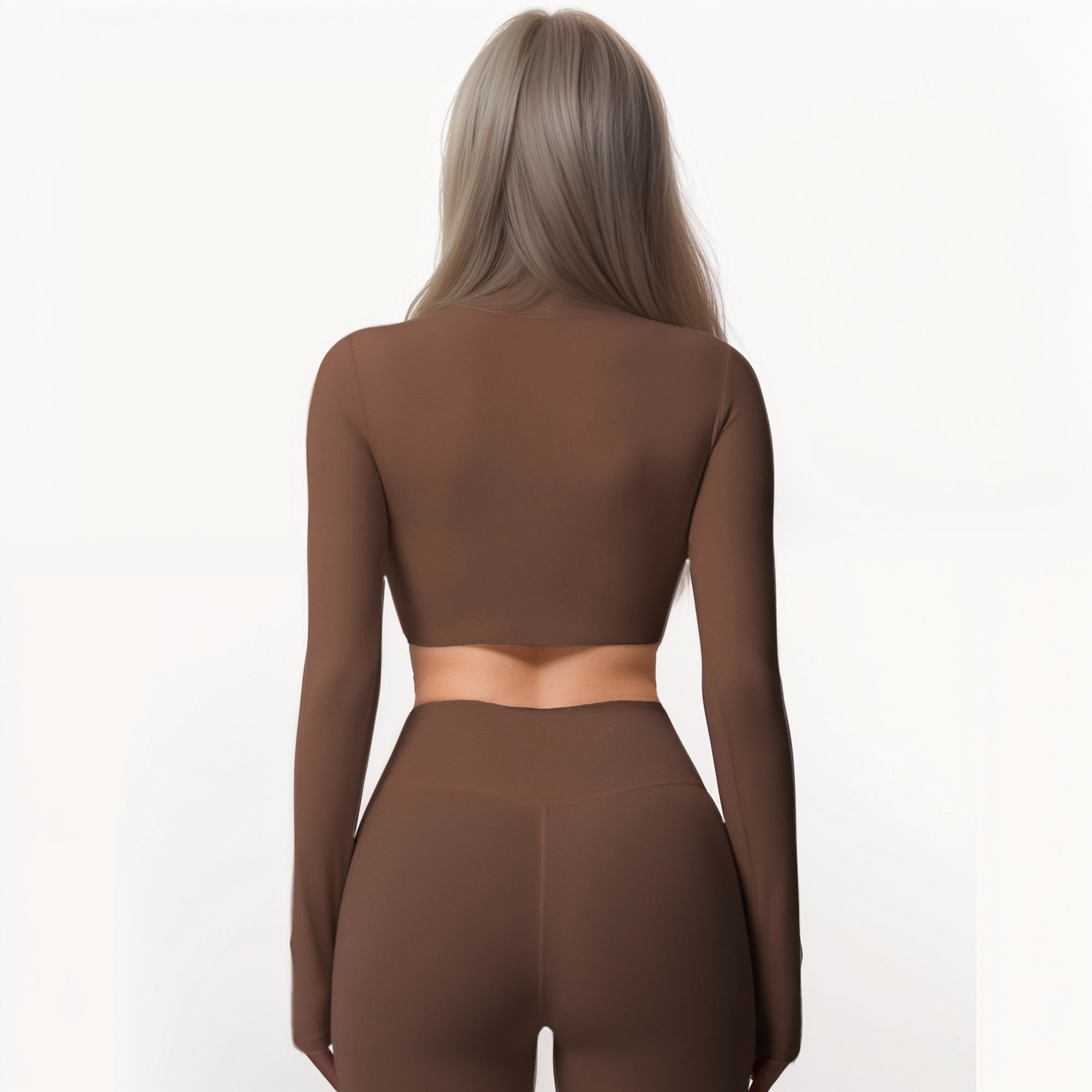 Anna-Kaci Women's Long Sleeve Active Crop Top with Crew Neckline Seamless Stretch Fit and Thumbhole Cuffs for Layered Comfort