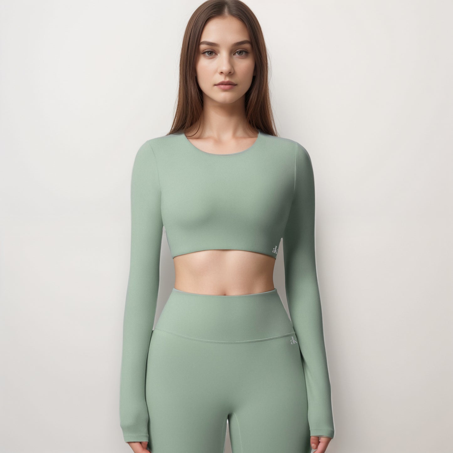 Anna-Kaci Women's Long Sleeve Active Crop Top with Crew Neckline Seamless Stretch Fit and Thumbhole Cuffs for Layered Comfort