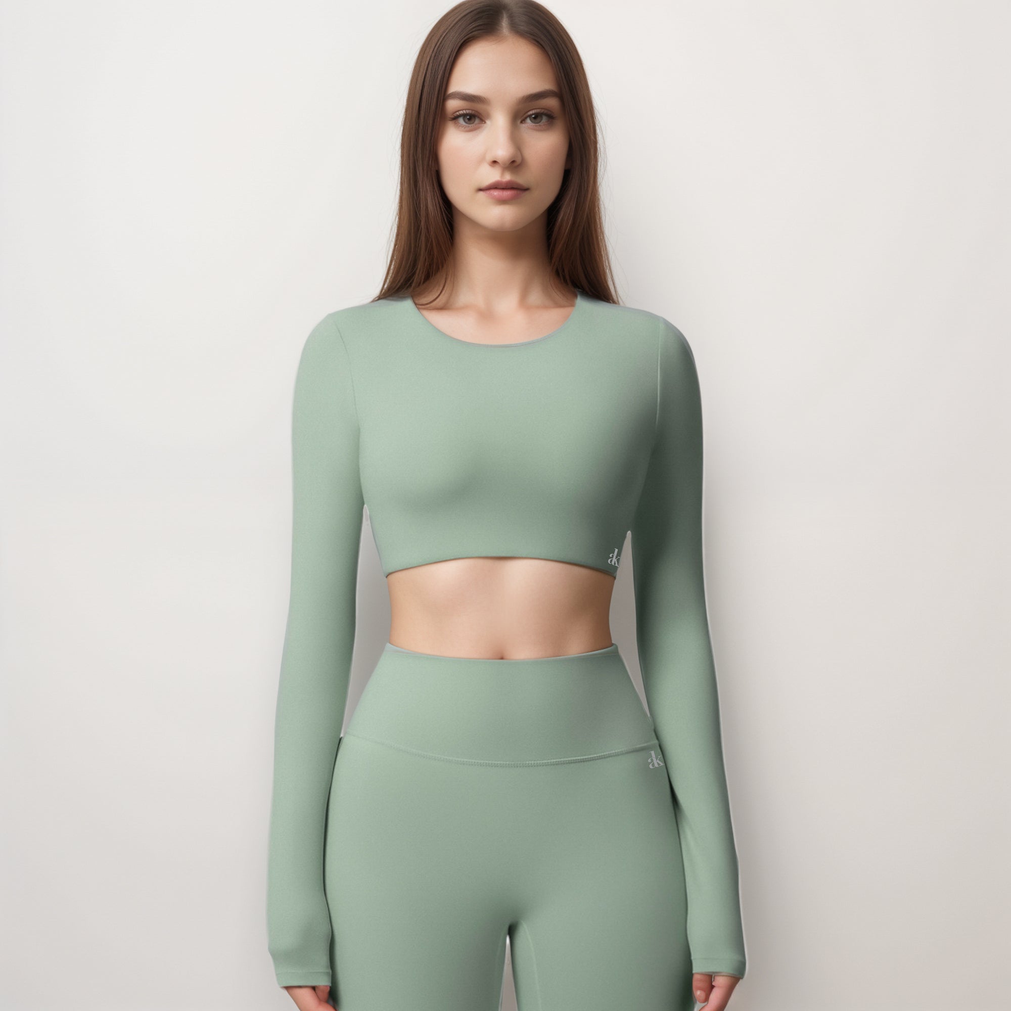 Anna-Kaci Women's Long Sleeve Active Crop Top with Crew Neckline Seamless Stretch Fit and Thumbhole Cuffs for Layered Comfort