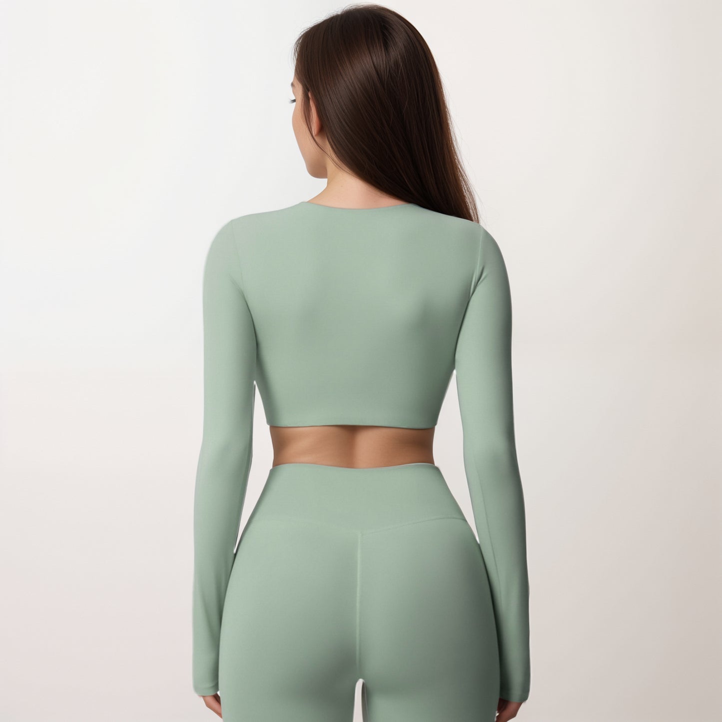 Anna-Kaci Women's Long Sleeve Active Crop Top with Crew Neckline Seamless Stretch Fit and Thumbhole Cuffs for Layered Comfort
