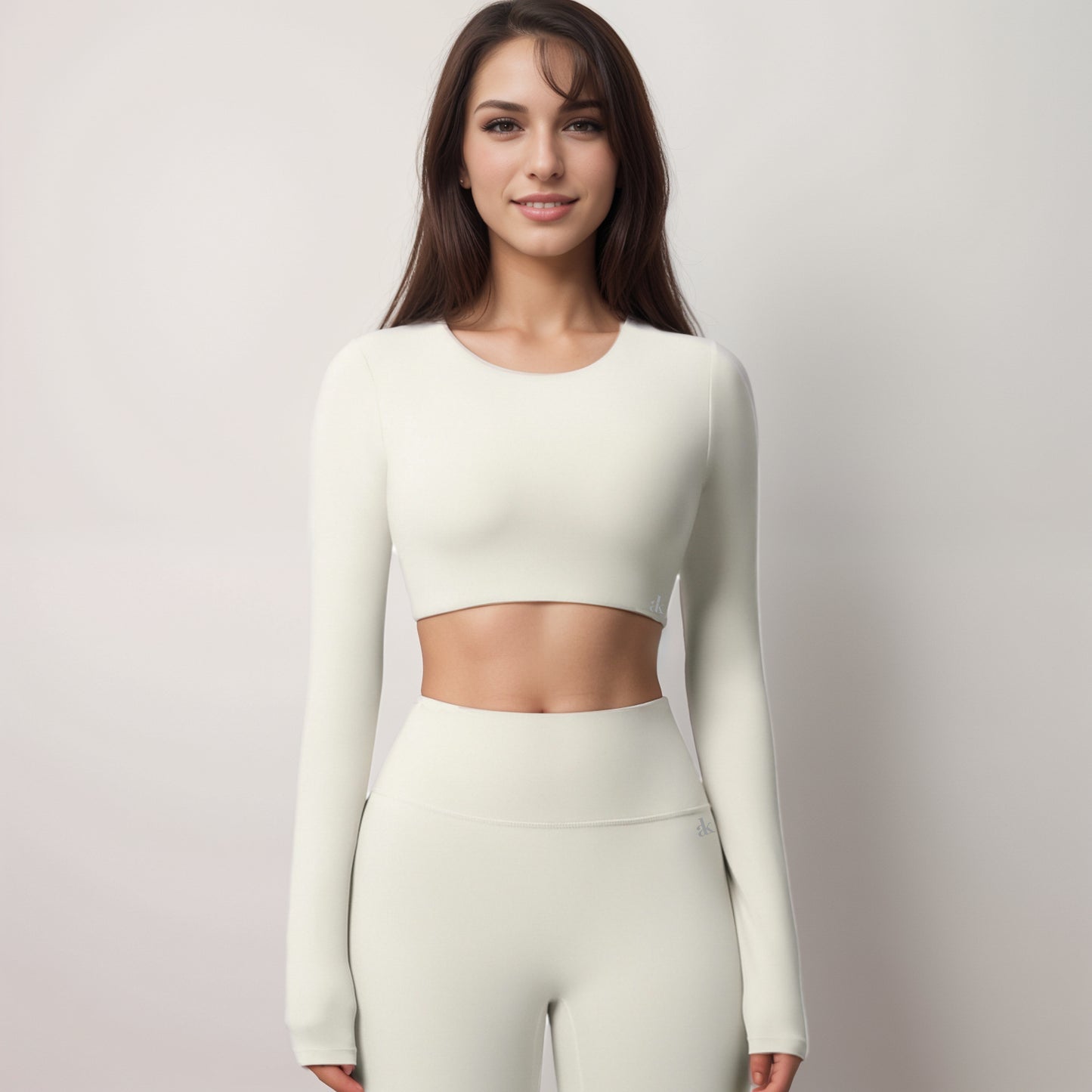 Anna-Kaci Women's Long Sleeve Active Crop Top with Crew Neckline Seamless Stretch Fit and Thumbhole Cuffs for Layered Comfort