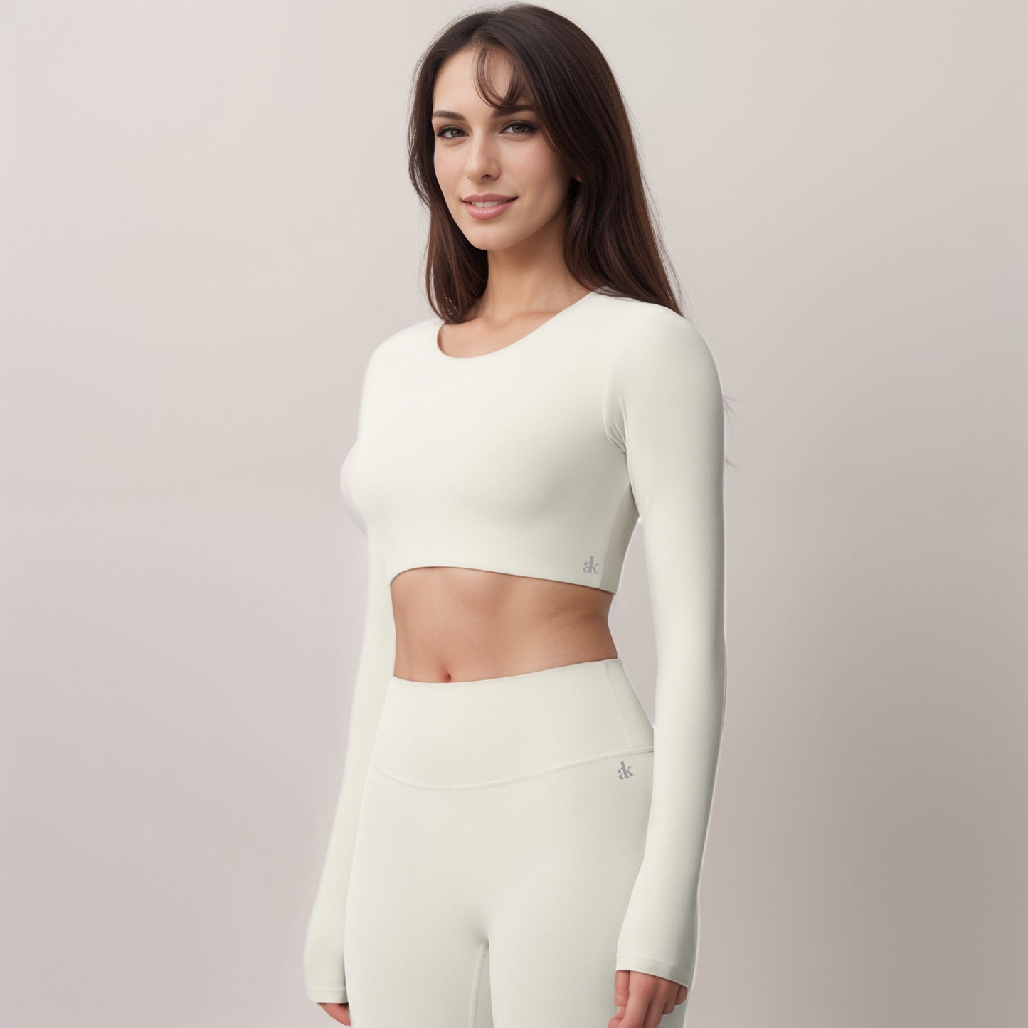 Anna-Kaci Women's Long Sleeve Active Crop Top with Crew Neckline Seamless Stretch Fit and Thumbhole Cuffs for Layered Comfort