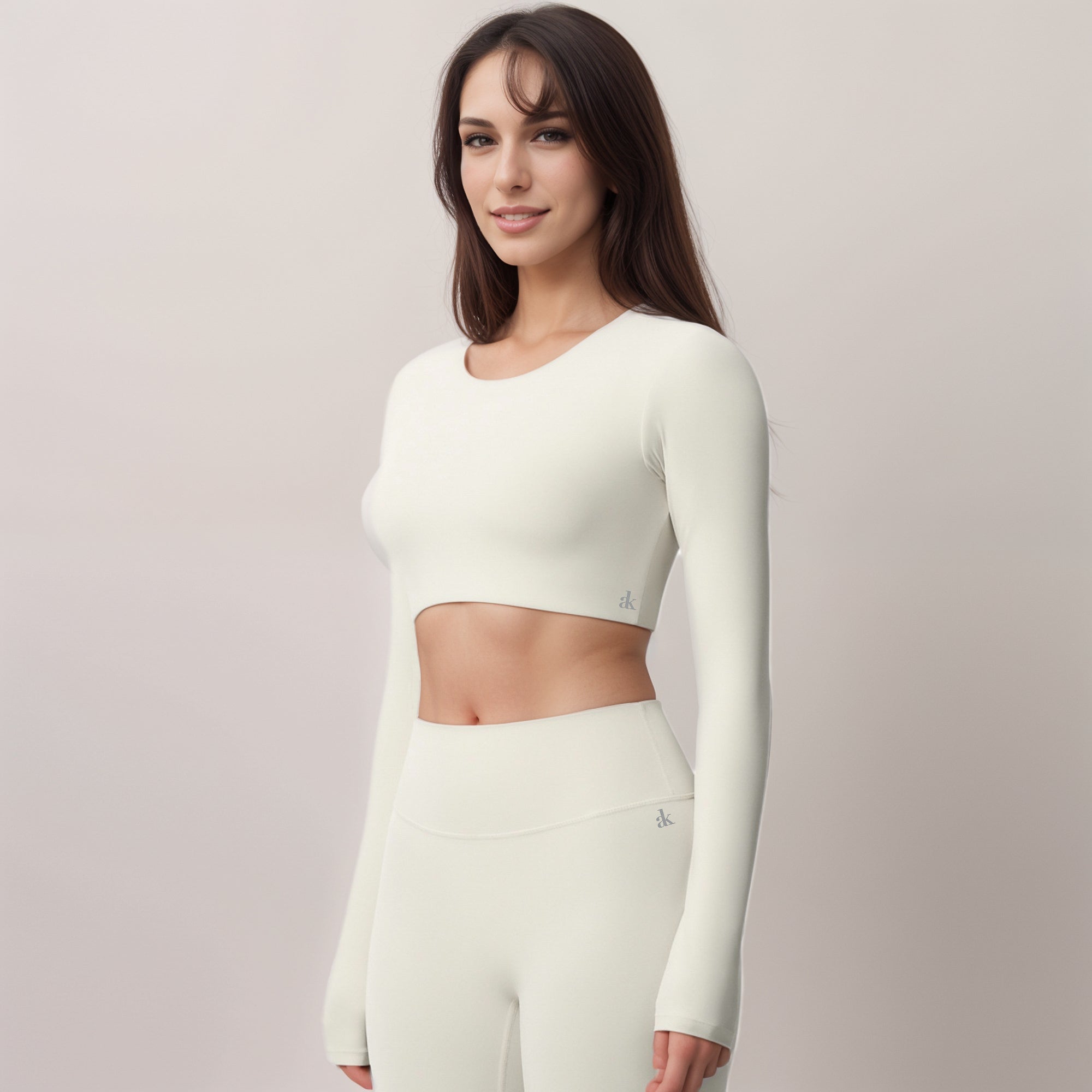 Anna-Kaci Women's Long Sleeve Active Crop Top with Crew Neckline Seamless Stretch Fit and Thumbhole Cuffs for Layered Comfort