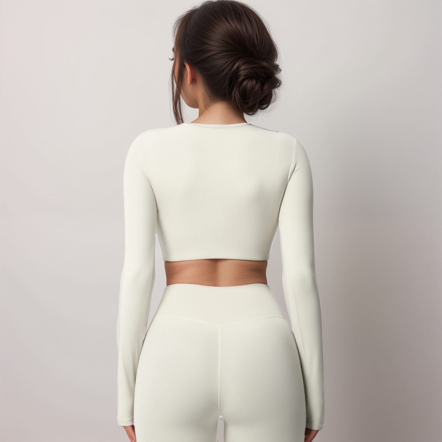 Anna-Kaci Women's Long Sleeve Active Crop Top with Crew Neckline Seamless Stretch Fit and Thumbhole Cuffs for Layered Comfort