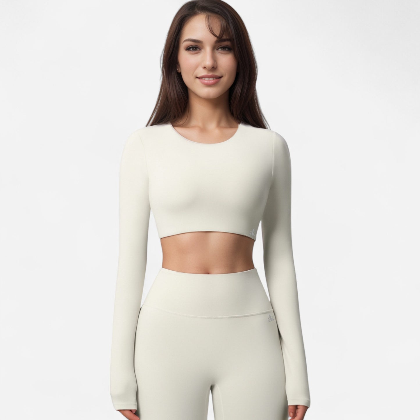 Anna-Kaci Women's Long Sleeve Active Crop Top with Crew Neckline Seamless Stretch Fit and Thumbhole Cuffs for Layered Comfort