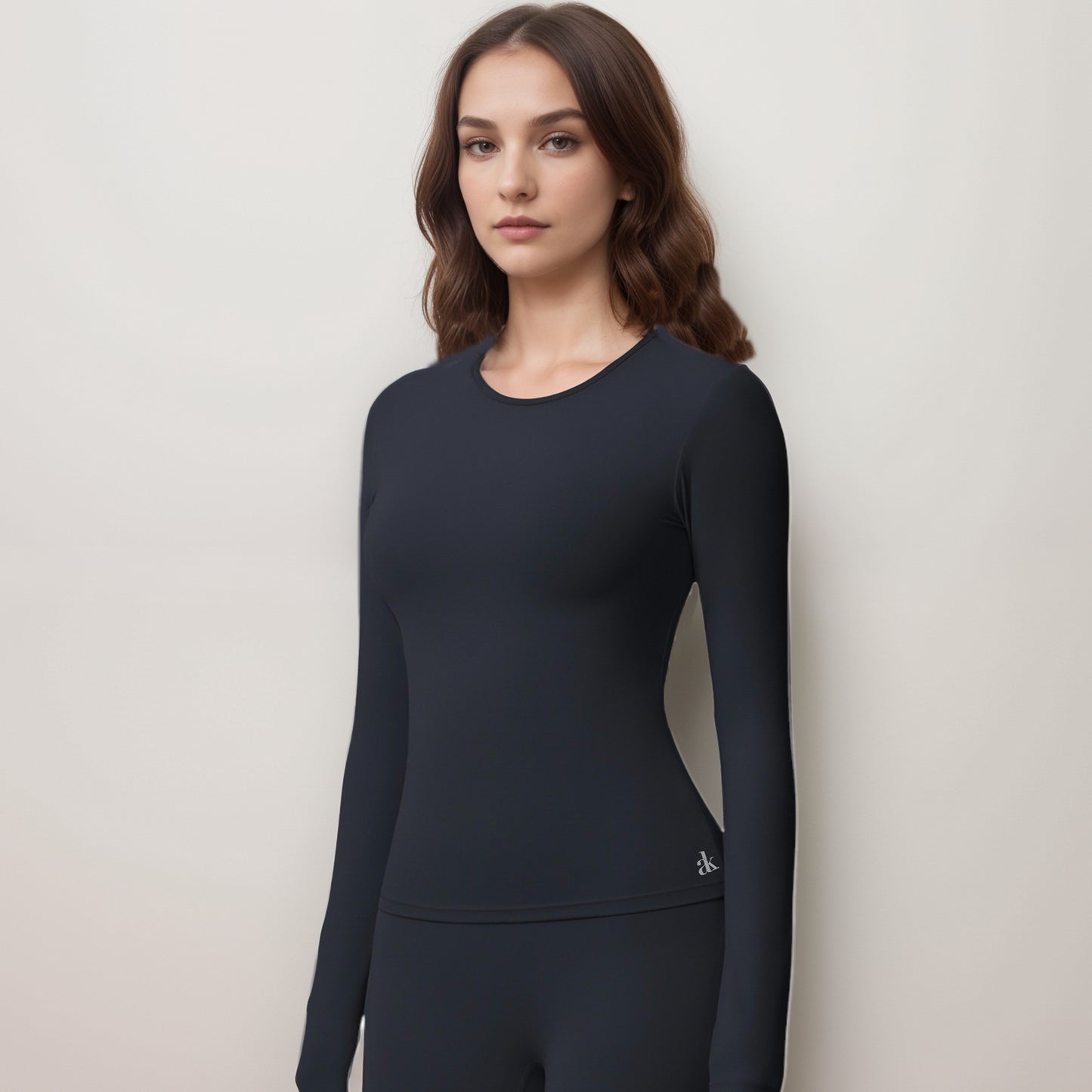 Anna-Kaci Women's Long Sleeve Active Top with Crew Neckline Seamless Fitted Silhouette and Thumbhole Cuffs for Layered Comfort