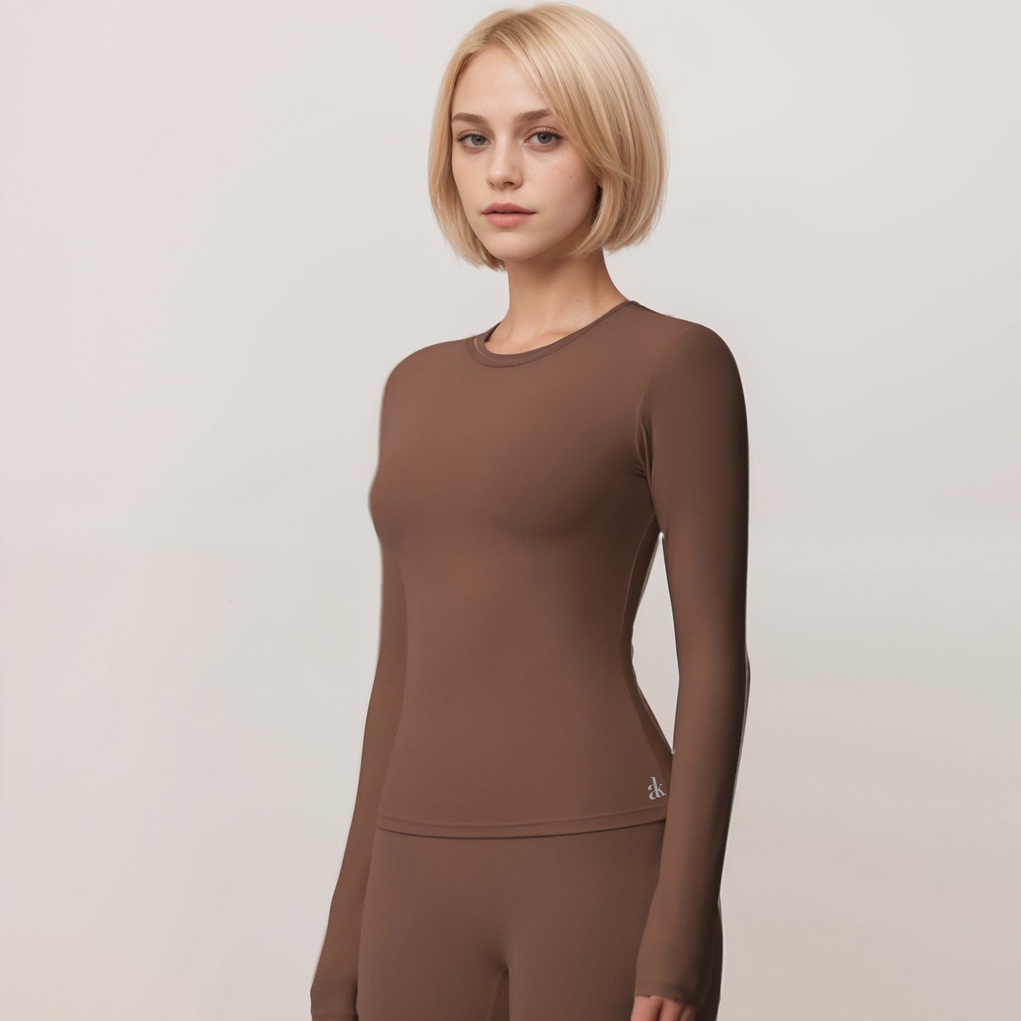 Anna-Kaci Women's Long Sleeve Active Top with Crew Neckline Seamless Fitted Silhouette and Thumbhole Cuffs for Layered Comfort