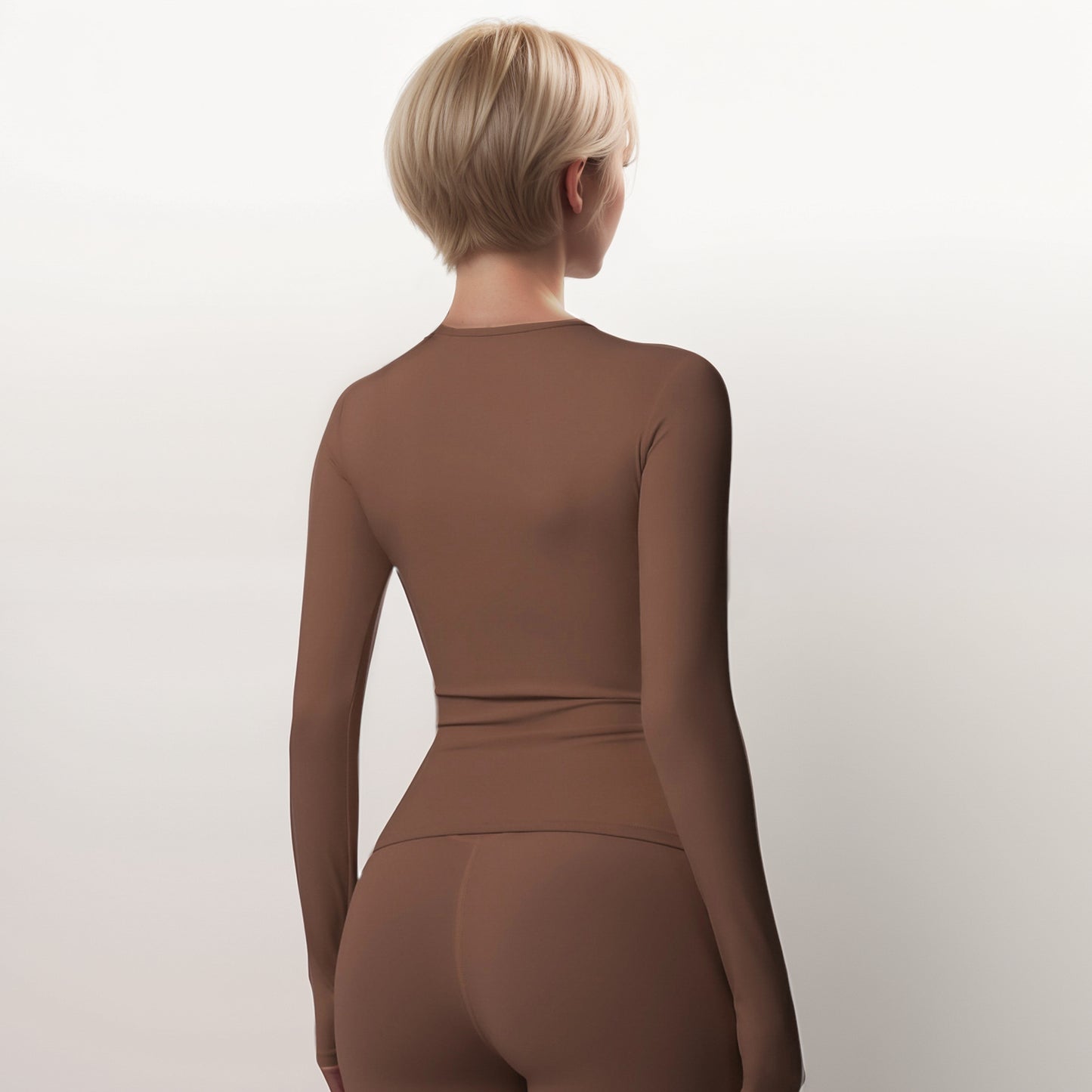 Anna-Kaci Women's Long Sleeve Active Top with Crew Neckline Seamless Fitted Silhouette and Thumbhole Cuffs for Layered Comfort