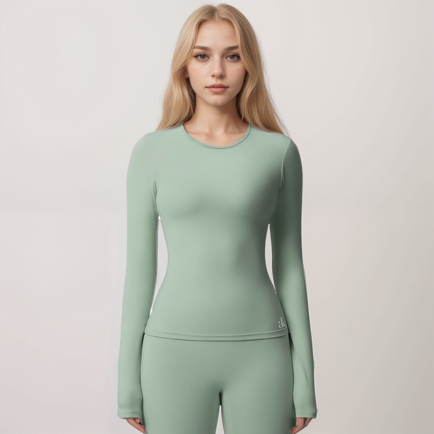 Anna-Kaci Women's Long Sleeve Active Top with Crew Neckline Seamless Fitted Silhouette and Thumbhole Cuffs for Layered Comfort