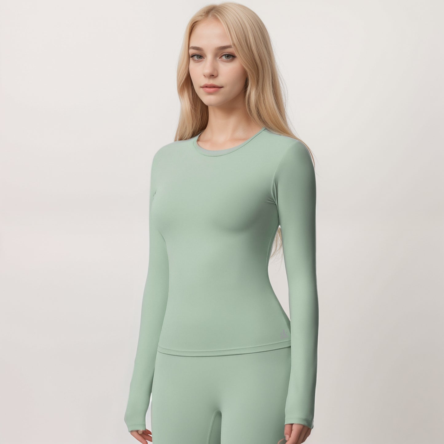 Anna-Kaci Women's Long Sleeve Active Top with Crew Neckline Seamless Fitted Silhouette and Thumbhole Cuffs for Layered Comfort