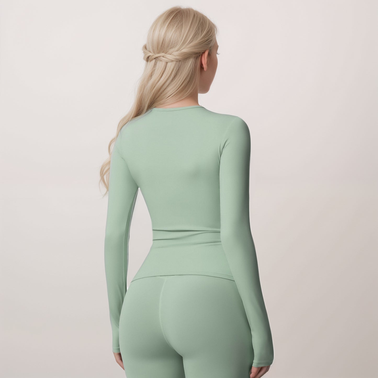 Anna-Kaci Women's Long Sleeve Active Top with Crew Neckline Seamless Fitted Silhouette and Thumbhole Cuffs for Layered Comfort