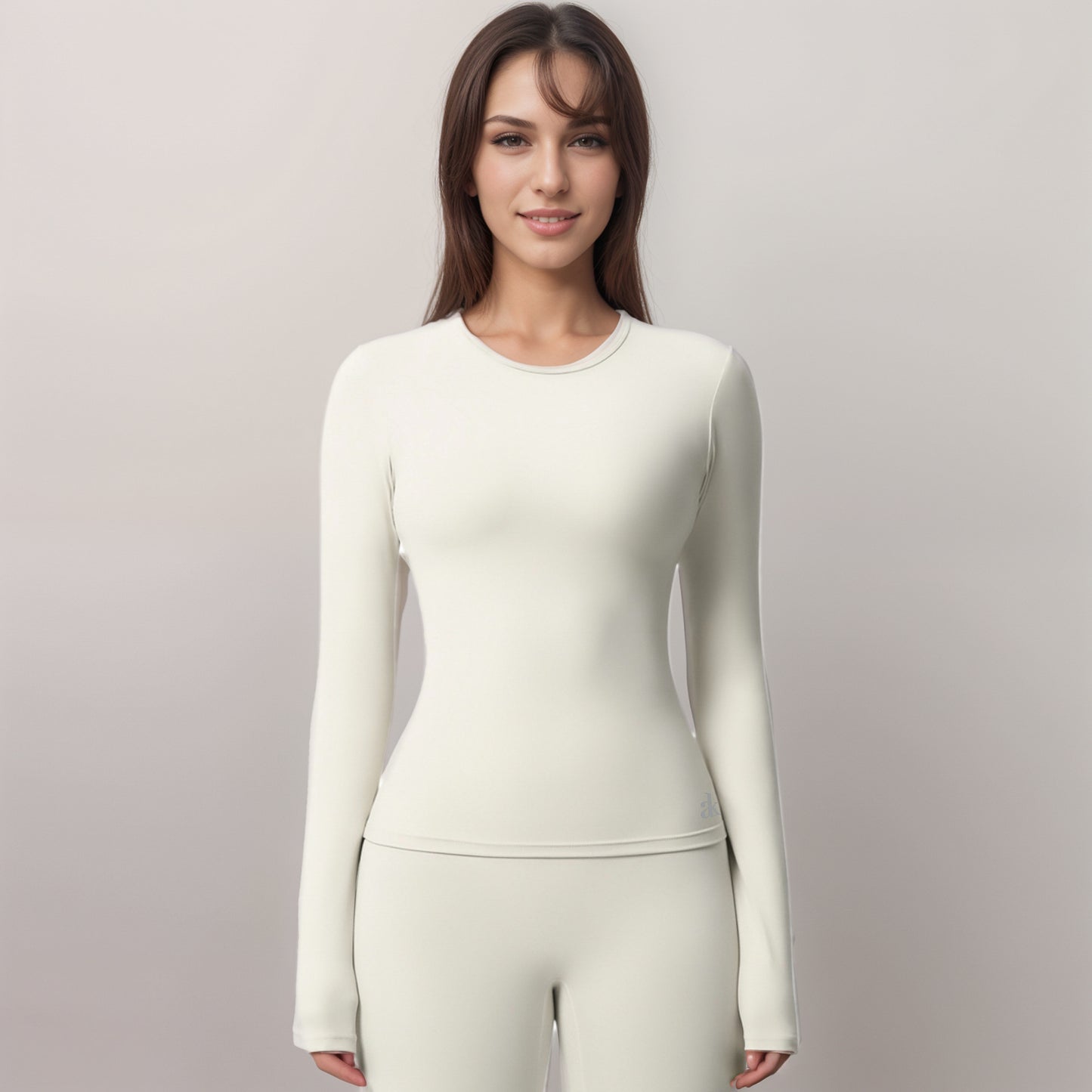 Anna-Kaci Women's Long Sleeve Active Top with Crew Neckline Seamless Fitted Silhouette and Thumbhole Cuffs for Layered Comfort