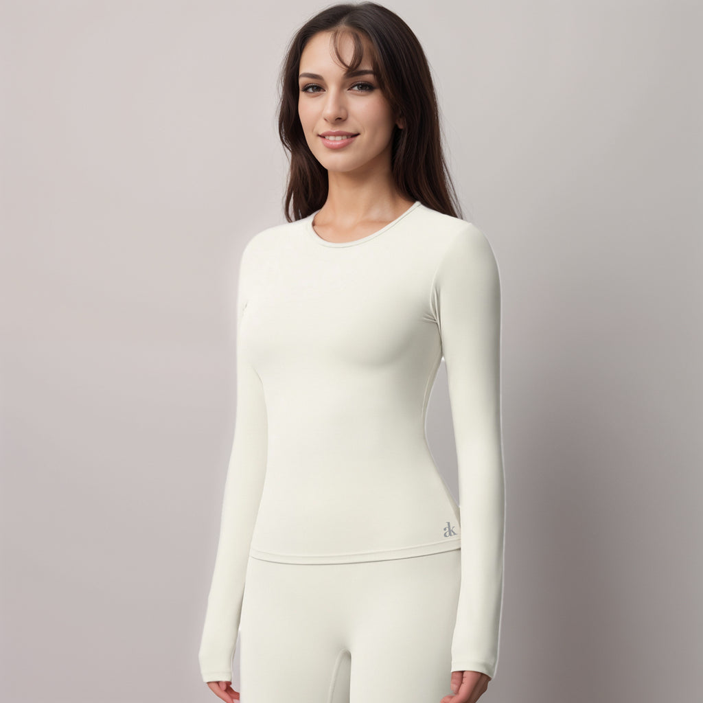 Anna-Kaci Women's Long Sleeve Active Top with Crew Neckline Seamless Fitted Silhouette and Thumbhole Cuffs for Layered Comfort