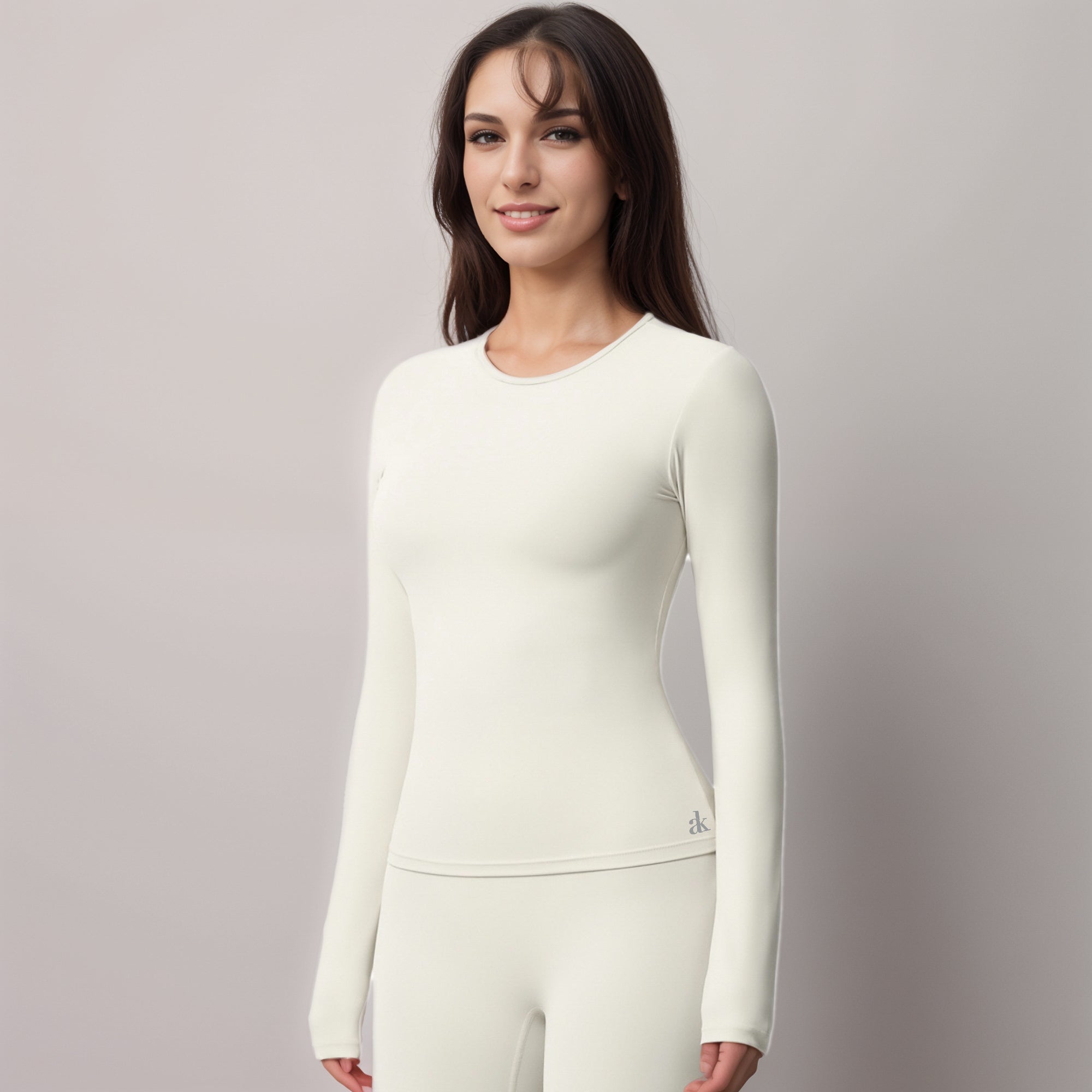 Anna-Kaci Women's Long Sleeve Active Top with Crew Neckline Seamless Fitted Silhouette and Thumbhole Cuffs for Layered Comfort