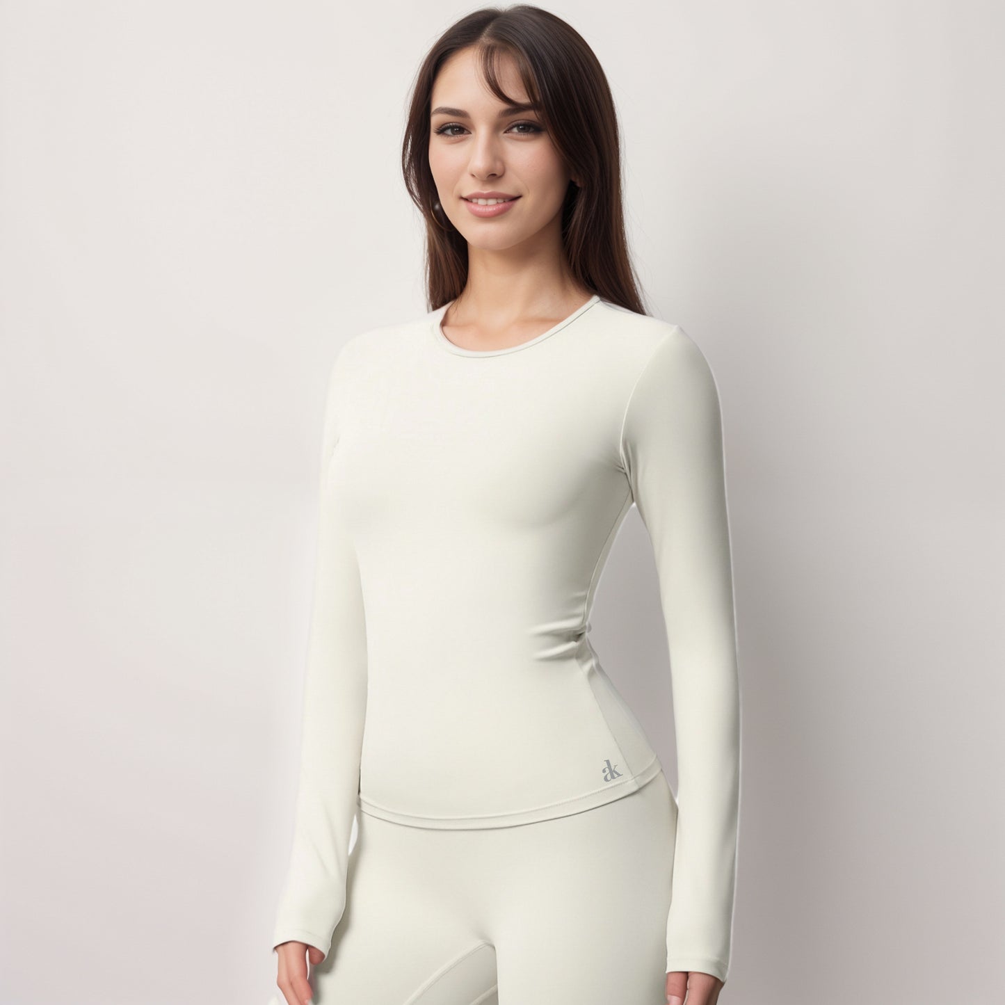 Anna-Kaci Women's Long Sleeve Active Top with Crew Neckline Seamless Fitted Silhouette and Thumbhole Cuffs for Layered Comfort