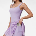 Anna-Kaci Women's Sleeveless Athletic Dress with Built-In Shorts Pleated Wrap Skirt and Stretch Fabric with Side Pocket