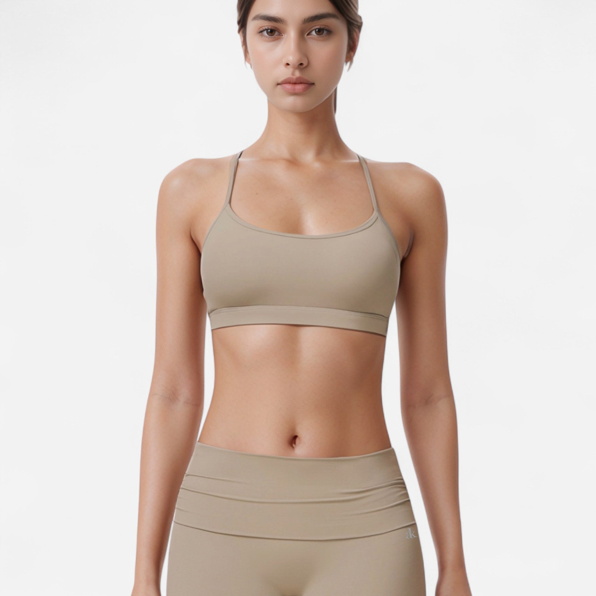 Anna-Kaci Women's Strappy Active Sports Bra with Scoop Neckline Thin Back Straps and Stretch Compression Fabric for Light Support