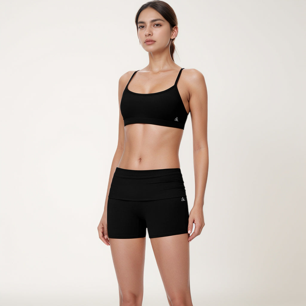 Anna-Kaci Women's Strappy Active Sports Bra with Scoop Neckline Thin Back Straps and Stretch Compression Fabric for Light Support