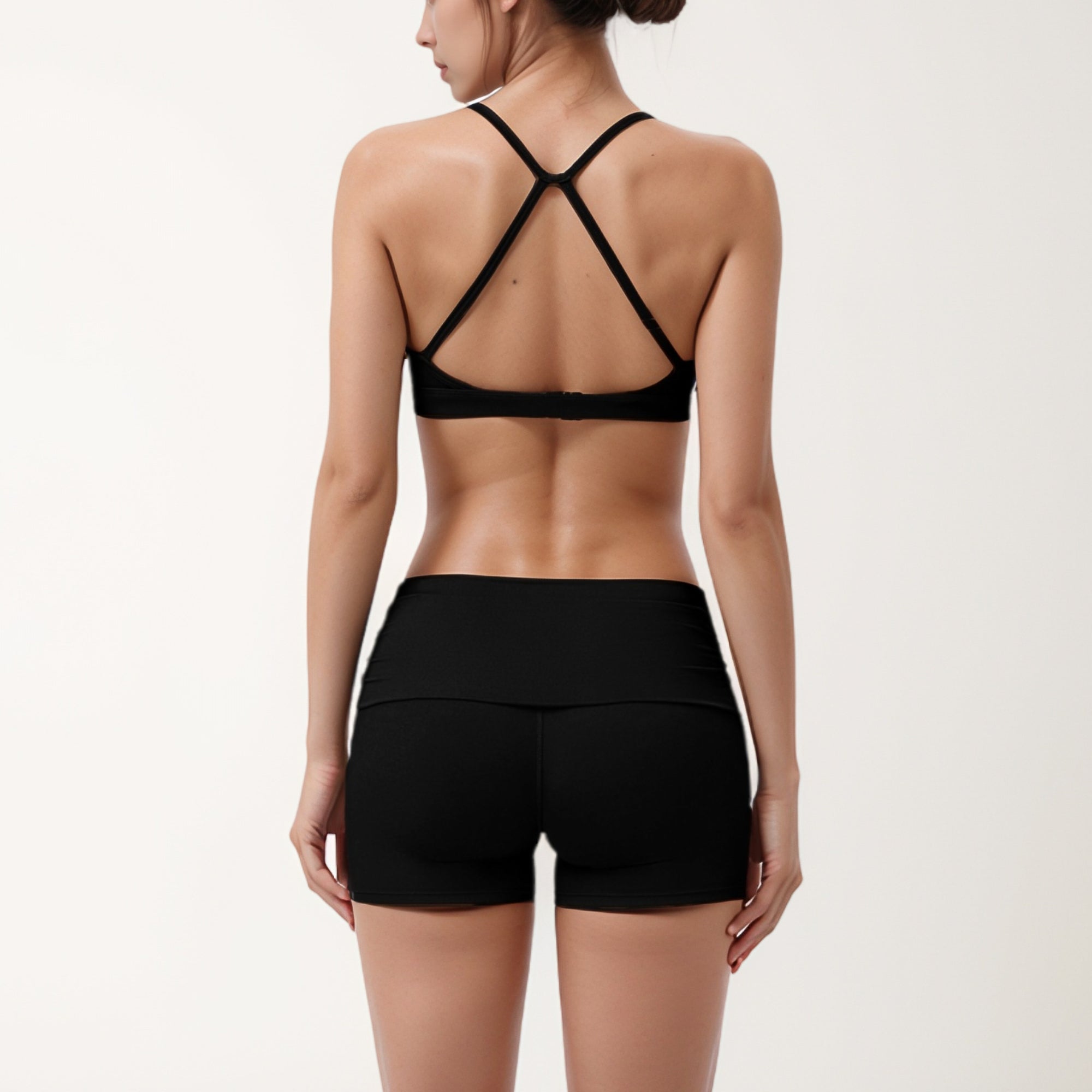 Anna-Kaci Women's Strappy Active Sports Bra with Scoop Neckline Thin Back Straps and Stretch Compression Fabric for Light Support