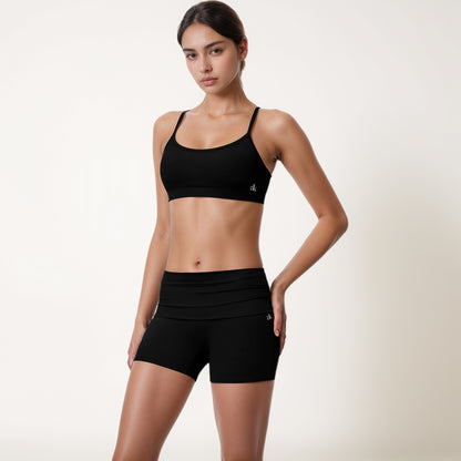 Anna-Kaci Women's Strappy Active Sports Bra with Scoop Neckline Thin Back Straps and Stretch Compression Fabric for Light Support