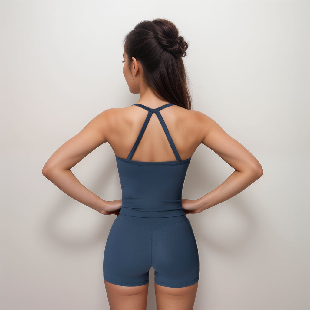 Anna-Kaci Active Women's Square Neck Cami Sports Tank Top with Double Shoulder Straps and Stretch Fitted Design