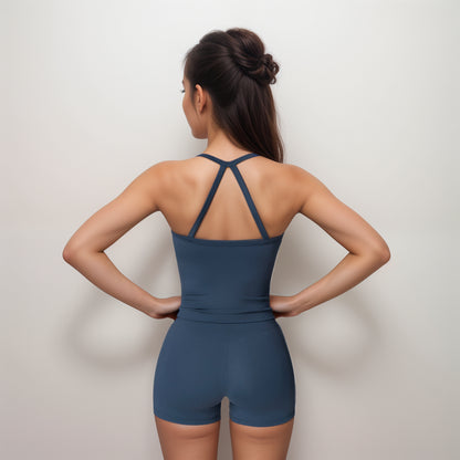 Anna-Kaci Active Women's Square Neck Cami Sports Tank Top with Double Shoulder Straps and Stretch Fitted Design