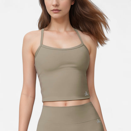 Anna-Kaci Active Women's Square Neck Cami Sports Tank Top with Double Shoulder Straps and Stretch Fitted Design