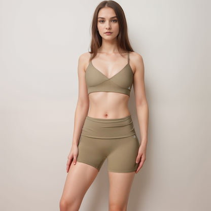 Anna-Kaci Active Women's V-Neck Bralette Sports Bra with Thin Adjustable Straps and Seam Detail for Light Support