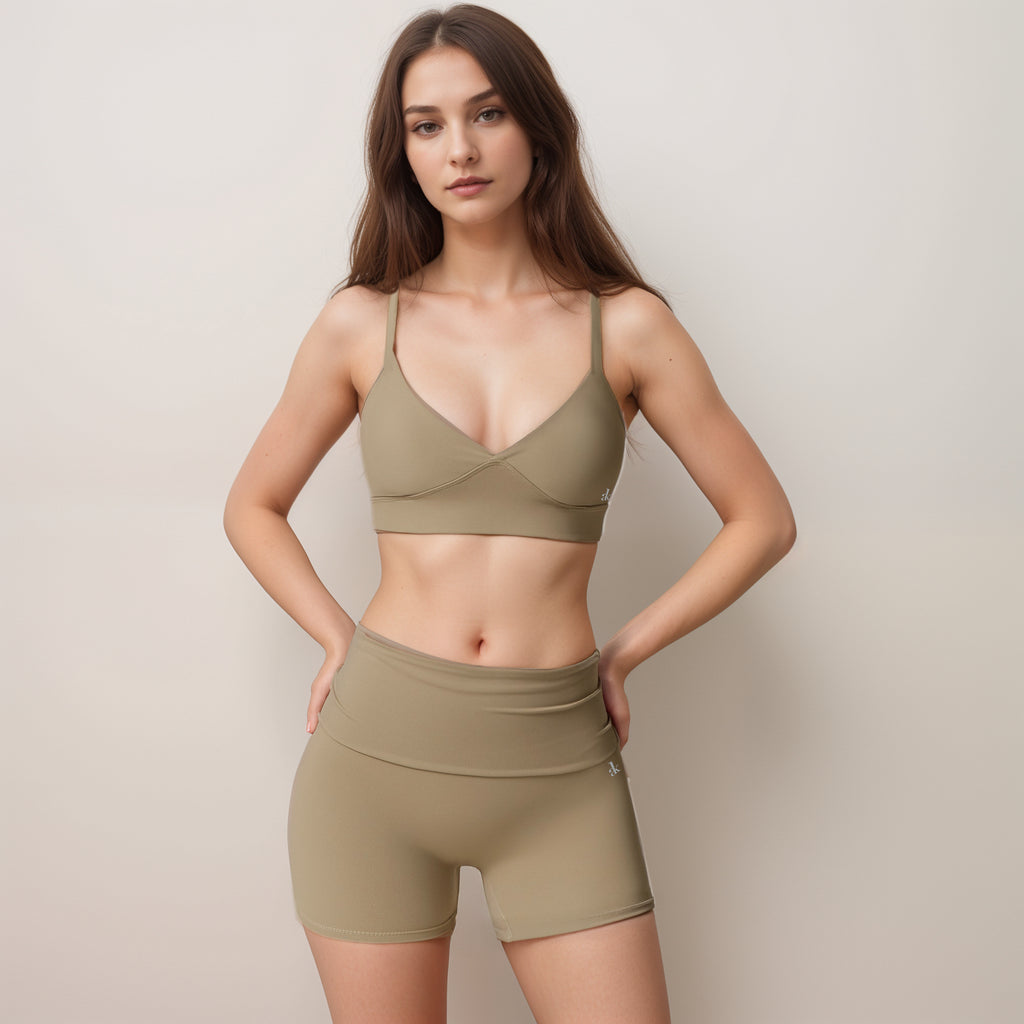 Anna-Kaci Active Women's V-Neck Bralette Sports Bra with Thin Adjustable Straps and Seam Detail for Light Support