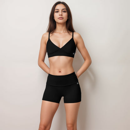 Anna-Kaci Active Women's V-Neck Bralette Sports Bra with Thin Adjustable Straps and Seam Detail for Light Support