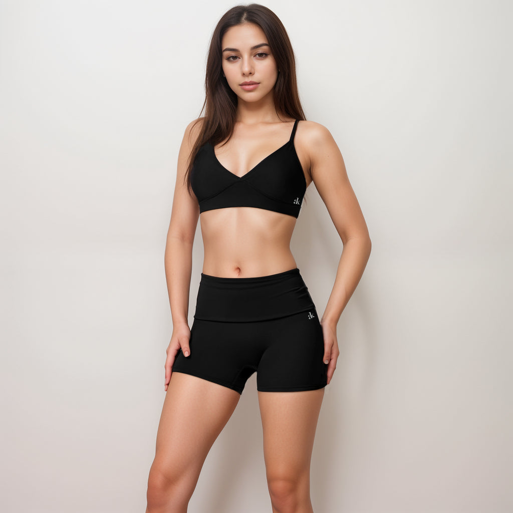 Anna-Kaci Active Women's V-Neck Bralette Sports Bra with Thin Adjustable Straps and Seam Detail for Light Support