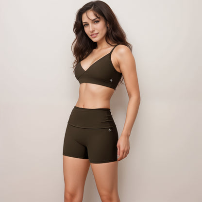 Anna-Kaci Active Women's V-Neck Bralette Sports Bra with Thin Adjustable Straps and Seam Detail for Light Support