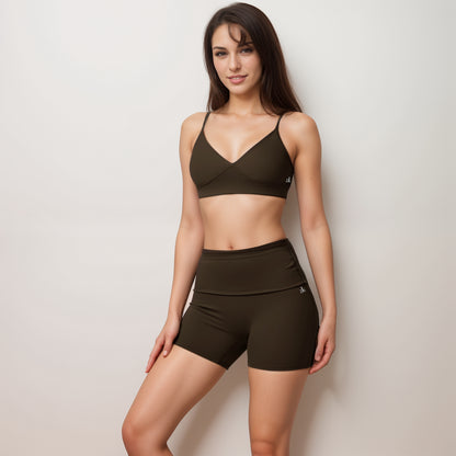 Anna-Kaci Active Women's V-Neck Bralette Sports Bra with Thin Adjustable Straps and Seam Detail for Light Support