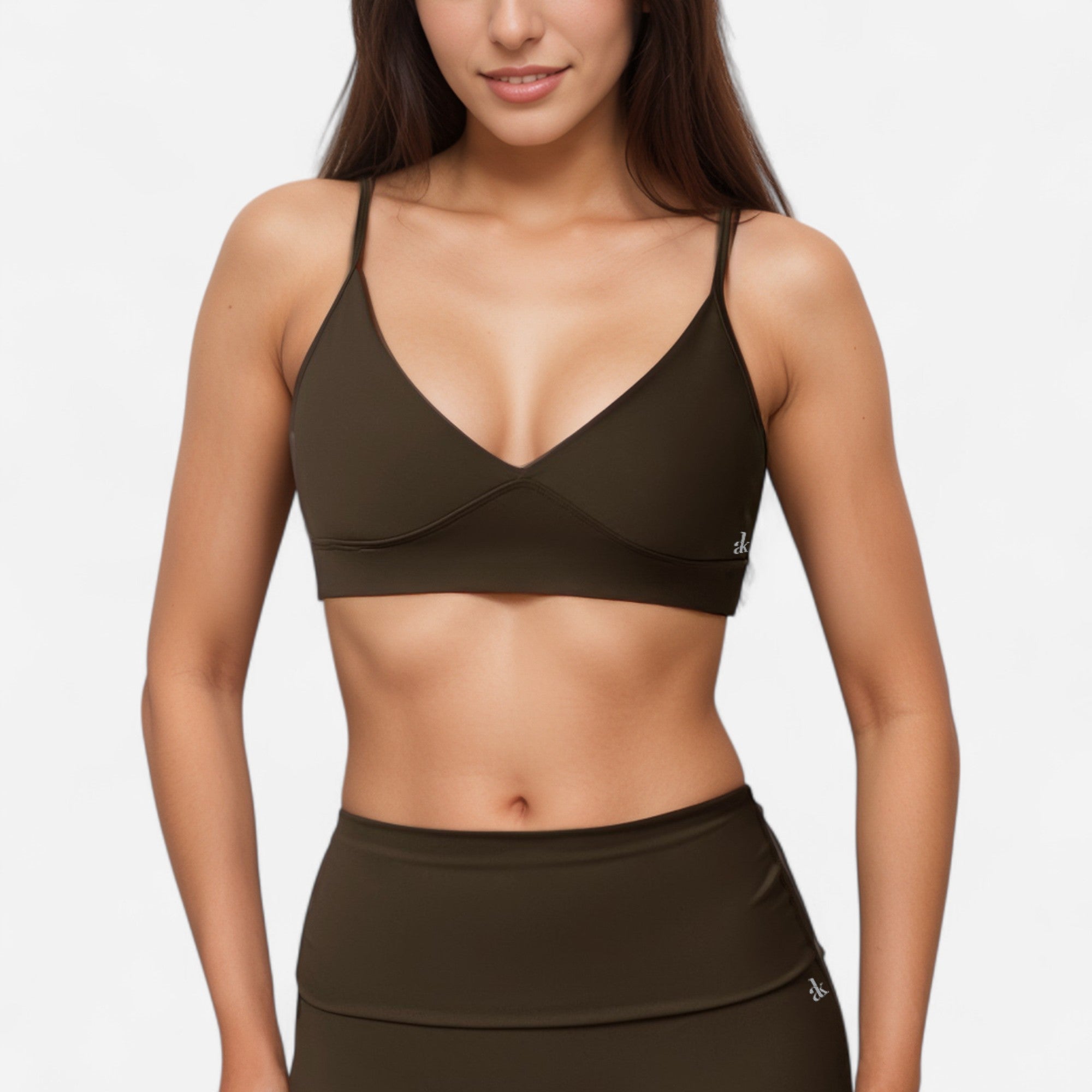 Anna-Kaci Active Women's V-Neck Bralette Sports Bra with Thin Adjustable Straps and Seam Detail for Light Support