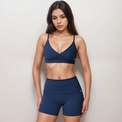 Anna-Kaci Active Women's V-Neck Bralette Sports Bra with Thin Adjustable Straps and Seam Detail for Light Support