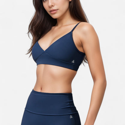 Anna-Kaci Active Women's V-Neck Bralette Sports Bra with Thin Adjustable Straps and Seam Detail for Light Support
