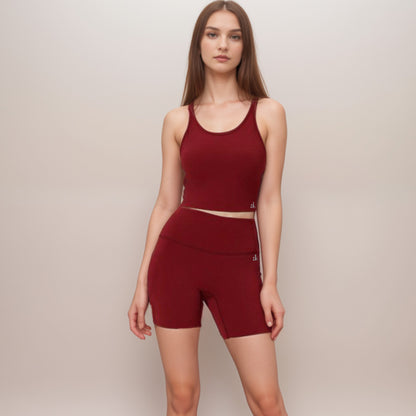 Anna-Kaci Active Women's Scoop Neck Cropped Activewear Tank Top with Wide Straps and Clean Hem Detail