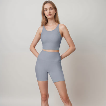 Anna-Kaci Active Women's Scoop Neck Cropped Activewear Tank Top with Wide Straps and Clean Hem Detail