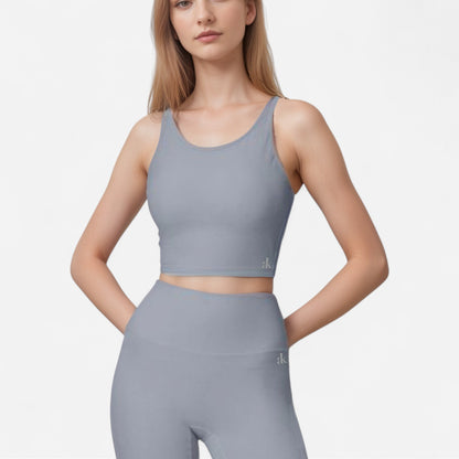 Anna-Kaci Active Women's Scoop Neck Cropped Activewear Tank Top with Wide Straps and Clean Hem Detail