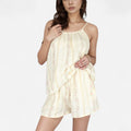 Anna-Kaci Women's Floral Stripe Camisole and Lounge Shorts Set with Elastic Waist and Relaxed Fit