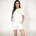 Anna-Kaci Women's Ditsy Floral Pajama Lounge Set with Ruffle Hem Shorts and Short Sleeve Pintuck Top
