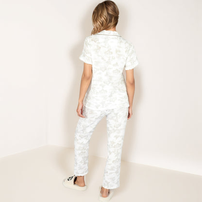 Anna-Kaci Lounge Women's Printed Two-Piece Pajama Set with Short Sleeve Button Top and Elastic Waist Shorts