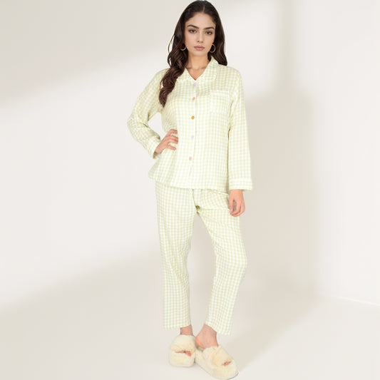 Anna-Kaci Women's Gingham Long Sleeve Pajama Set with Colorful Buttons Chest Pocket and Relaxed Fit Straight Pants