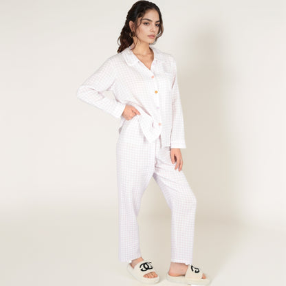 Anna-Kaci Women's Gingham Long Sleeve Pajama Set with Colorful Buttons Chest Pocket and Relaxed Fit Straight Pants