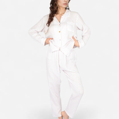 Anna-Kaci Women's Gingham Long Sleeve Pajama Set with Colorful Buttons Chest Pocket and Relaxed Fit Straight Pants