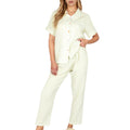 Anna-Kaci Lounge Women's Gingham Print Two-Piece Pajama Set with Short Sleeve Button Top and Relaxed Fit Pants
