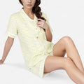 Anna-Kaci Women's Gingham Short Sleeve Pajama Set with Contrast Buttons and Matching Shorts